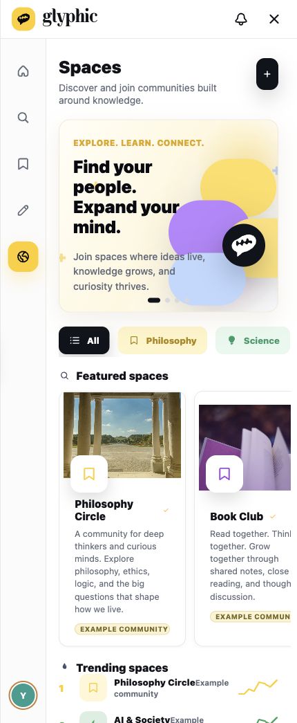 Glyphic Spaces interface